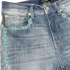 Lauren Ralph Lauren Skinny Beaded Aztec Ankle Jeans